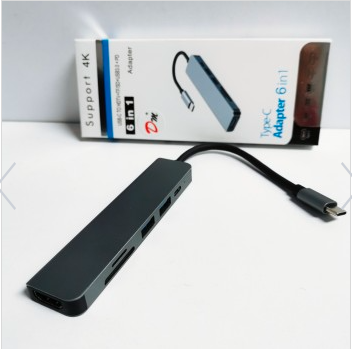 ADAPTADOR TYPE-C A PD+USB3.0+USB2.0+SD+TF+HD 6 POR 1 NUEVO