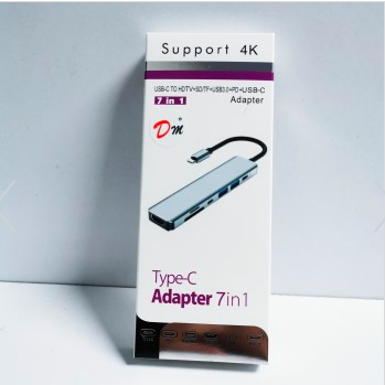 ADAPTADOR TYPE-C A PD+USB3.0+USB2.0+SD+TF+HD+C 7 POR 1 NUEVO