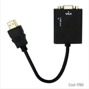 Convertidor HDMI-VGA Con Cable De Audio 3.5Mm, En Caja De PVC.