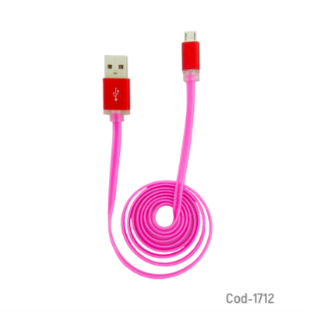 Cable USB Micro 5 Pin De 1 Metro Con Punta De Metal Con Luz. Colores.