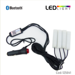 Kit LED X 4 RGB, Con App Para Smartphone, Para Interior De Auto, 12 Volt, En Caja.