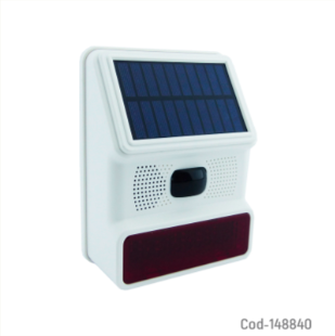 Alarma Sirena Con Baliza Solar Marca NEW GRADE Con Control Remoto Y Sensor De Movimiento