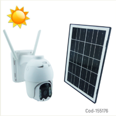 Camara De Vigilancia Con Panel Solar Wifi De 6 LED, Soporte Y Controlada Por La APP V380PRO