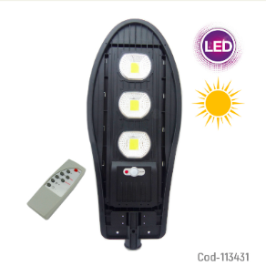 Foco Para Poste Solar De 150W, LED COB 3 Placas, Con Control Remoto.