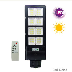 Foco Para Poste Solar, 400 Watt, 280 LED, 8 Placa, PVC, A Control Remoto.