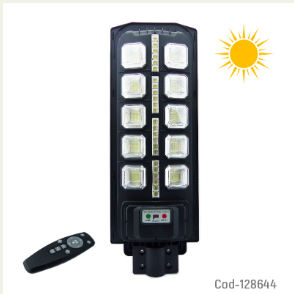 Foco Para Poste Solar 400Watt, 336 LED, 10 Placas, Control Remoto, Sensor. PVC.