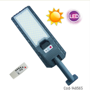 Foco Con Brazo Solar De 500 Watt, 140 LED, En PVC Con Control Remoto Y Sensor.