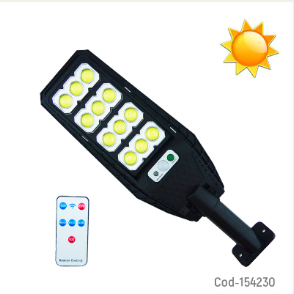 Foco Solar Con Brazo De 400 Watt, 12 LED COB En 4 Placas Marca JORTAN Con Sensor Y Control Remoto