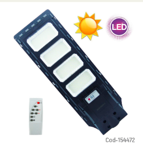 Foco Para Poste Solar De 600 Watt Con 4 Placas De 840 LED, Control Remoto Y Sensor