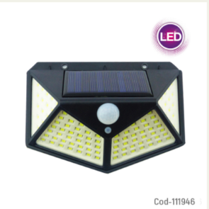 Foco Solar 100 LED, Con Sensor, Para Pared.