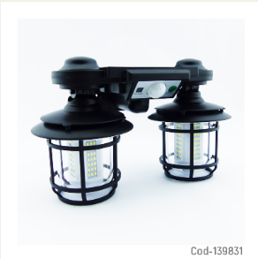 Farol Solar Doble De 192 LED, Modelo JD-2216, Para Cesped Y Muro.