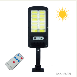 Foco Mini Solar Para Pared De 12 Placas COB, Con Sensor, Control Remoto. En Caja.