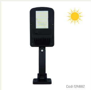 Foco Mini Solar Para Pared 20 LED, PVC. En Caja.