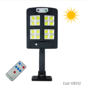 Foco Mini Solar Para Pared De16 LED COB, PVC, Con Brazo, Sensor Y Control Remoto. En Caja.