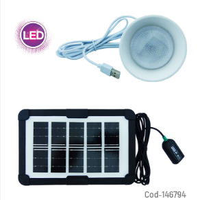 Kit Solar Portatil Modelo CC6002 Con Ampolleta, USB, Cable De 5 Puntas Y Es Recargable.